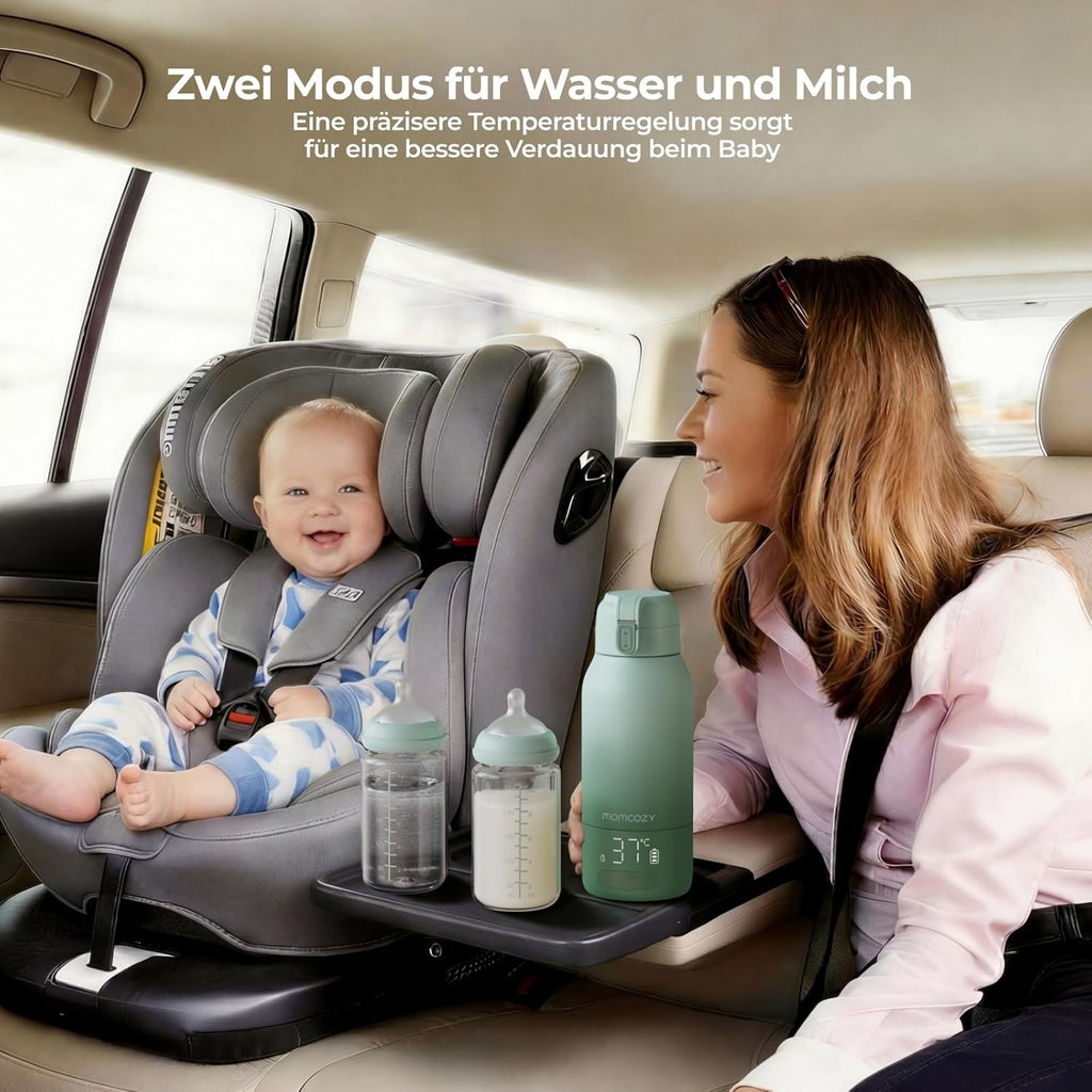 Momcozy MW05 Tragbarer Baby-Flaschenwärmer, 500 ml, 3200 mAh Akku, Mobiler Flaschenwärmer mit Temperaturregelung, Grün